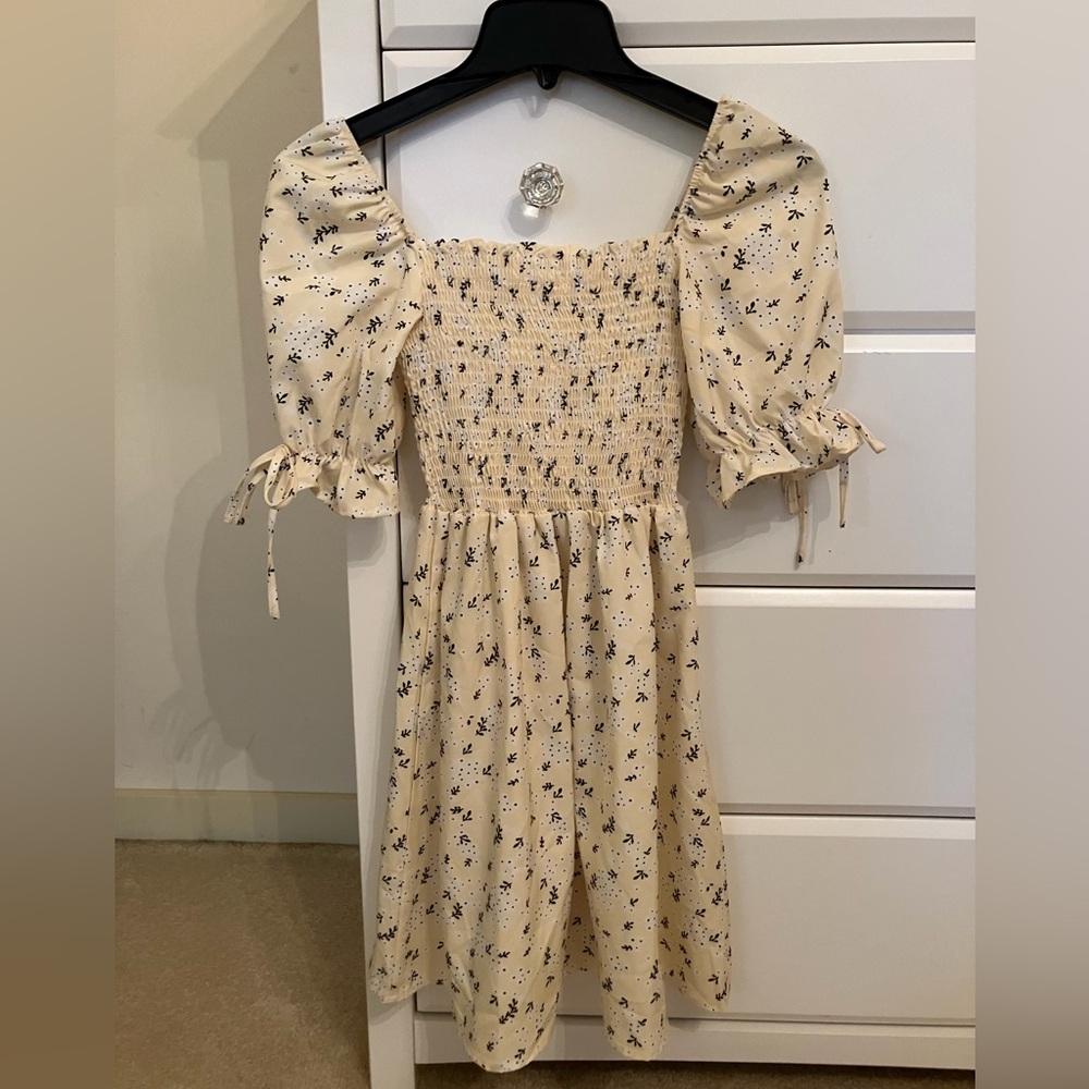 Pastel Yellow Floral Smocked Dress